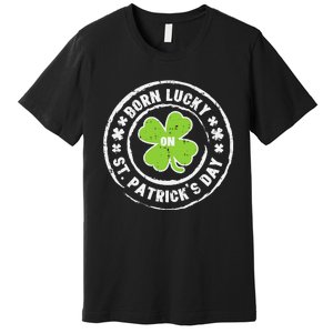 Born Lucky On St Patrick's Day Dabbing Leprechaun Birthday Premium T-Shirt