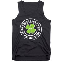 Born Lucky On St Patrick's Day Dabbing Leprechaun Birthday Tank Top