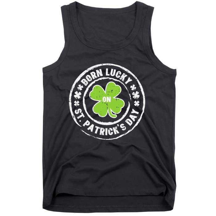 Born Lucky On St Patrick's Day Dabbing Leprechaun Birthday Tank Top