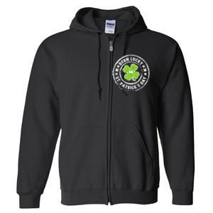 Born Lucky On St Patrick's Day Dabbing Leprechaun Birthday Full Zip Hoodie