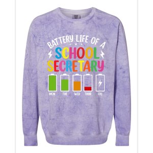 Battery Life Of A School Secretary Staff Teacher Principles Funny Gift Colorblast Crewneck Sweatshirt