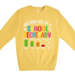 Battery Life Of A School Secretary Staff Teacher Principles Funny Gift Premium Crewneck Sweatshirt