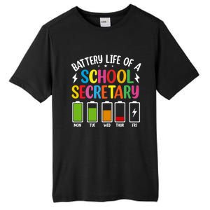 Battery Life Of A School Secretary Staff Teacher Principles Funny Gift Tall Fusion ChromaSoft Performance T-Shirt