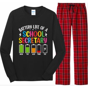 Battery Life Of A School Secretary Staff Teacher Principles Funny Gift Long Sleeve Pajama Set