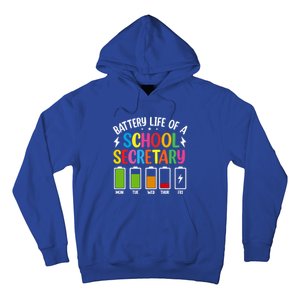 Battery Life Of A School Secretary Staff Teacher Principles Funny Gift Hoodie