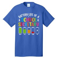 Battery Life Of A School Secretary Staff Teacher Principles Funny Gift Tall T-Shirt