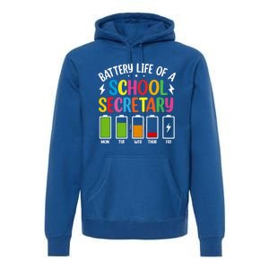 Battery Life Of A School Secretary Staff Teacher Principles Funny Gift Premium Hoodie