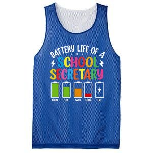 Battery Life Of A School Secretary Staff Teacher Principles Funny Gift Mesh Reversible Basketball Jersey Tank