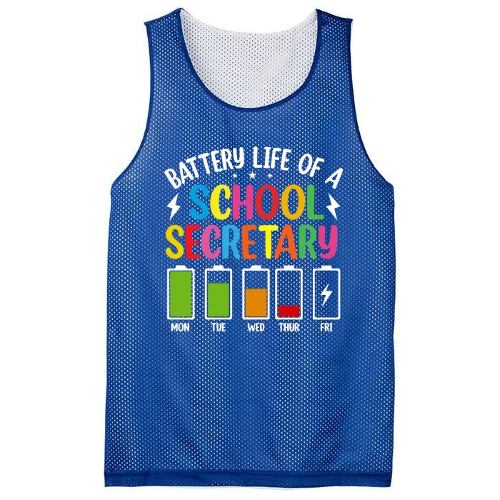 Battery Life Of A School Secretary Staff Teacher Principles Funny Gift Mesh Reversible Basketball Jersey Tank