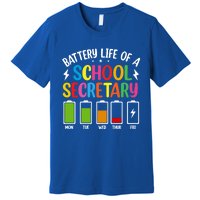 Battery Life Of A School Secretary Staff Teacher Principles Funny Gift Premium T-Shirt