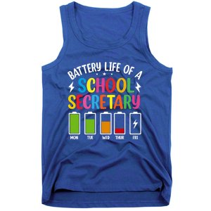 Battery Life Of A School Secretary Staff Teacher Principles Funny Gift Tank Top