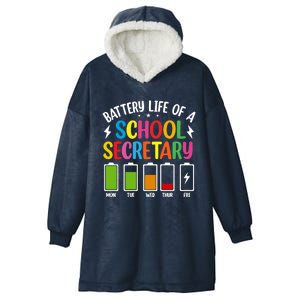 Battery Life Of A School Secretary Staff Teacher Principles Funny Gift Hooded Wearable Blanket