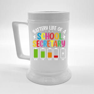 Battery Life Of A School Secretary Staff Teacher Principles Funny Gift Beer Stein