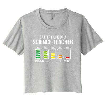 Battery Life Of A Science Teacher Funny Chemistry Teacher Jo Gift Women's Crop Top Tee