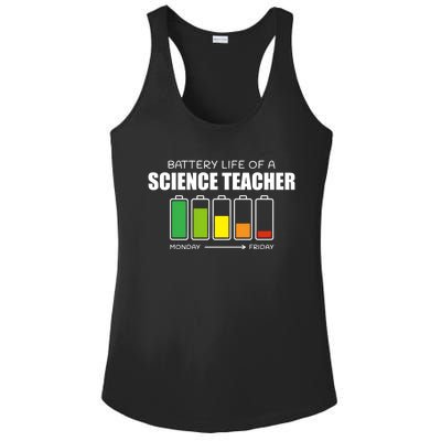 Battery Life Of A Science Teacher Introvert Humor Great Gift Ladies PosiCharge Competitor Racerback Tank