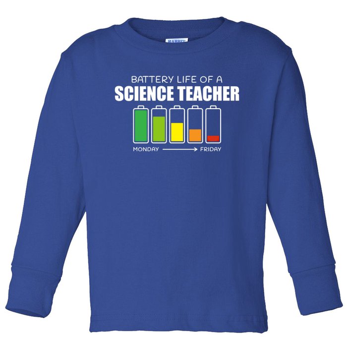 Battery Life Of A Science Teacher Introvert Humor Great Gift Toddler Long Sleeve Shirt