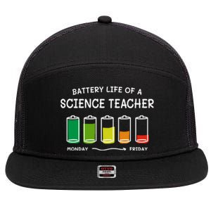 Battery Life Of A Science Teacher Professional Cool Gift 7 Panel Mesh Trucker Snapback Hat