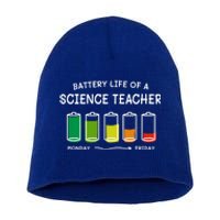 Battery Life Of A Science Teacher Professional Cool Gift Short Acrylic Beanie