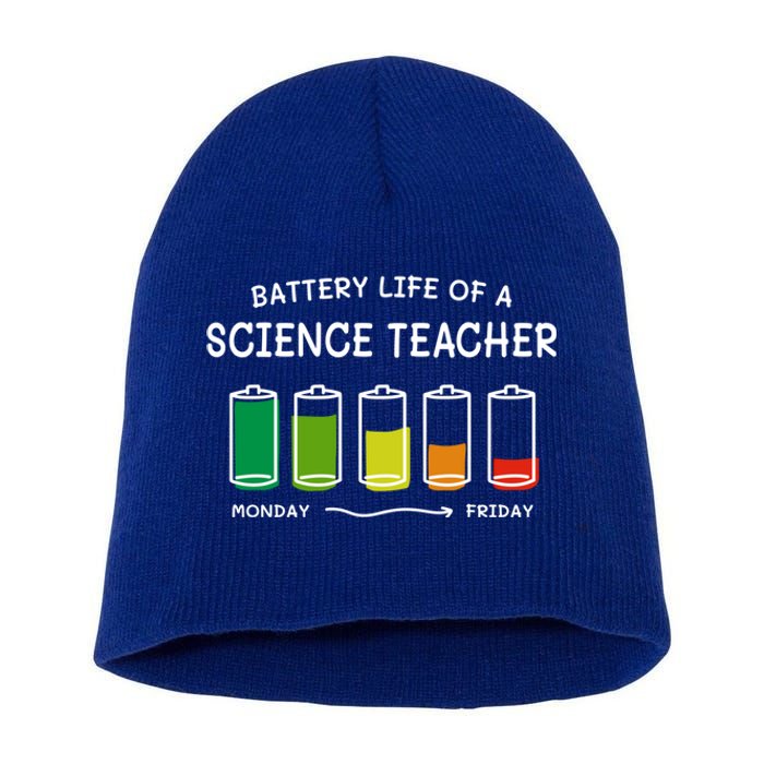 Battery Life Of A Science Teacher Professional Cool Gift Short Acrylic Beanie