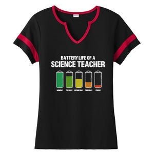 Battery Life Of A Science Teacher Pun Chemistry Teacher Joke Gift Ladies Halftime Notch Neck Tee