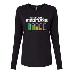 Battery Life Of A Science Teacher Pun Chemistry Teacher Joke Gift Womens Cotton Relaxed Long Sleeve T-Shirt