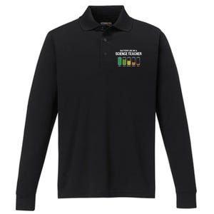 Battery Life Of A Science Teacher Pun Chemistry Teacher Joke Gift Performance Long Sleeve Polo