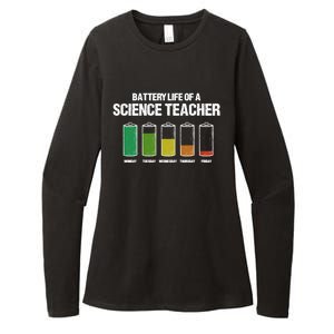 Battery Life Of A Science Teacher Pun Chemistry Teacher Joke Gift Womens CVC Long Sleeve Shirt