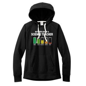 Battery Life Of A Science Teacher Pun Chemistry Teacher Joke Gift Women's Fleece Hoodie