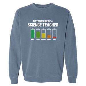 Battery Life Of A Science Teacher Pun Chemistry Teacher Joke Gift Garment-Dyed Sweatshirt