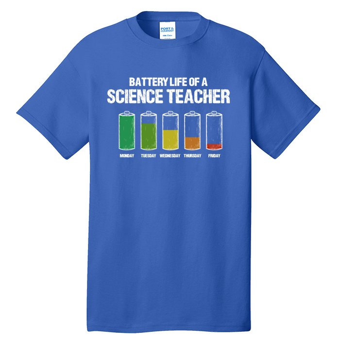 Battery Life Of A Science Teacher Pun Chemistry Teacher Joke Gift Tall T-Shirt