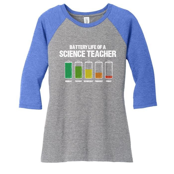 Battery Life Of A Science Teacher Pun Chemistry Teacher Joke Gift Women's Tri-Blend 3/4-Sleeve Raglan Shirt