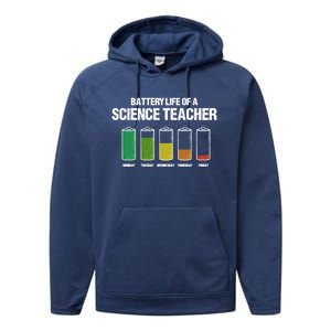 Battery Life Of A Science Teacher Pun Chemistry Teacher Joke Gift Performance Fleece Hoodie