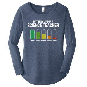 Battery Life Of A Science Teacher Pun Chemistry Teacher Joke Gift Women's Perfect Tri Tunic Long Sleeve Shirt