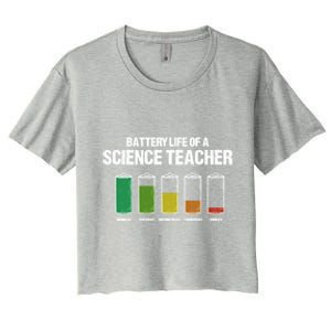 Battery Life Of A Science Teacher Pun Chemistry Teacher Joke Gift Women's Crop Top Tee