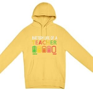 Battery Life Of A Teacher Appreciati To School Funny Gift Premium Pullover Hoodie