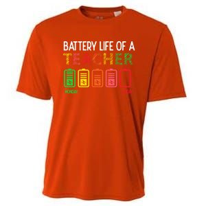 Battery Life Of A Teacher Appreciati To School Funny Gift Cooling Performance Crew T-Shirt