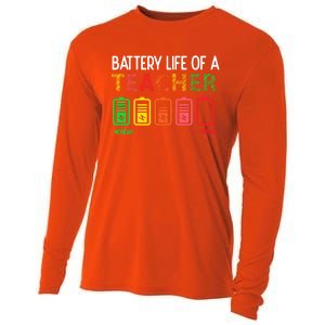 Battery Life Of A Teacher Appreciati To School Funny Gift Cooling Performance Long Sleeve Crew