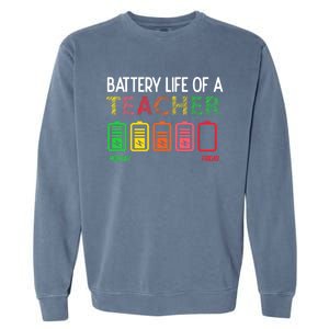 Battery Life Of A Teacher Appreciati To School Funny Gift Garment-Dyed Sweatshirt