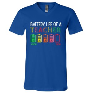 Battery Life Of A Teacher Appreciati To School Funny Gift V-Neck T-Shirt