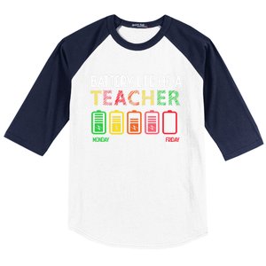 Battery Life Of A Teacher Appreciati To School Funny Gift Baseball Sleeve Shirt