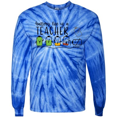 Battery Life Of A Teacher Back To School First Day Of School Cute Gift Tie-Dye Long Sleeve Shirt