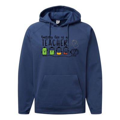 Battery Life Of A Teacher Back To School First Day Of School Cute Gift Performance Fleece Hoodie