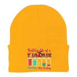 Battery Life Of A Teacher Back To School For Teacher Tee Gift Knit Cap Winter Beanie