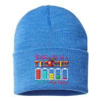 Battery Life Of A Teacher Back To School For Teacher Tee Gift Sustainable Knit Beanie