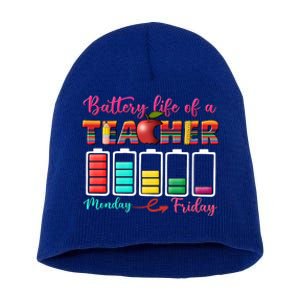 Battery Life Of A Teacher Back To School For Teacher Tee Gift Short Acrylic Beanie