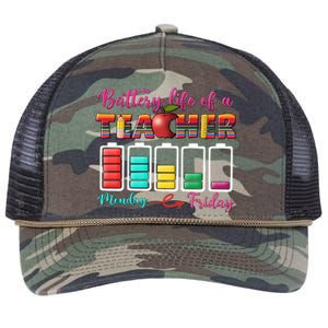 Battery Life Of A Teacher Back To School For Teacher Tee Gift Retro Rope Trucker Hat Cap