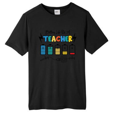 Battery Life Of A Teacher Back To School Teacher Life Gift Tall Fusion ChromaSoft Performance T-Shirt