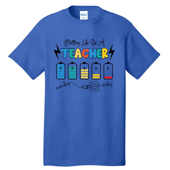 Battery Life Of A Teacher Back To School Teacher Life Gift Tall T-Shirt