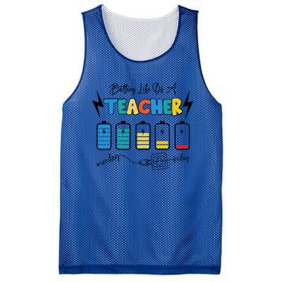 Battery Life Of A Teacher Back To School Teacher Life Gift Mesh Reversible Basketball Jersey Tank