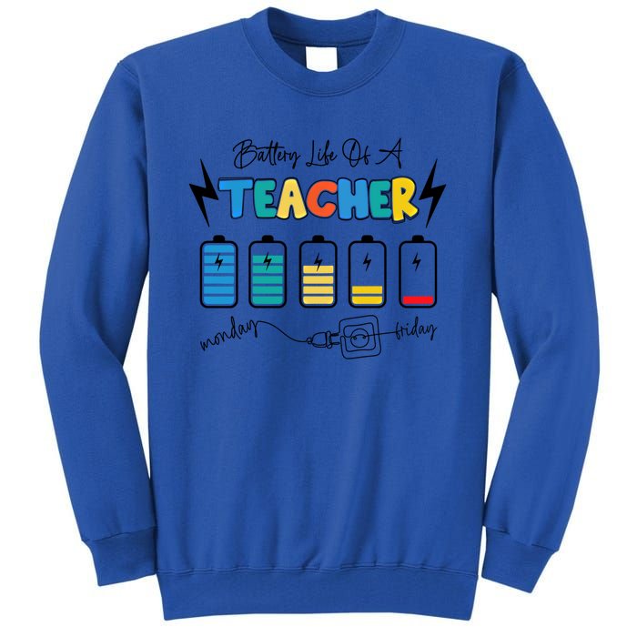 Battery Life Of A Teacher Back To School Teacher Life Gift Tall Sweatshirt